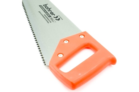 Ножовка по дереву BOHRER 400 мм, сталь 65Mn, каленые зубья, 2D заточка, шаг 7TPI универсальный зуб, пластиковая рукоятка 44221400