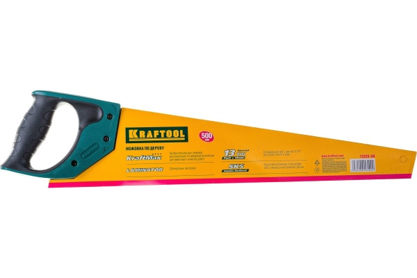 Ножовка Kraftool EXPERT KraftMax LAMINATOR, специальный закаленный зуб, быстрый и точный рез, 13/14 TPI, 500мм 15225-50
