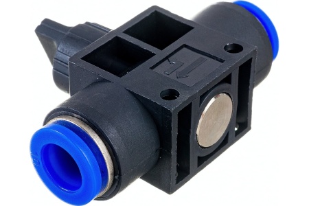 Прямой фитинг цанговый Pegas с краном 10 мм - 10 мм Pegas pneumatic 6006