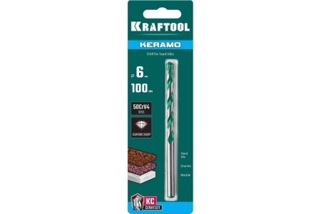 Сверло по керамограниту KRAFTOOL Keramo 6x100 мм 29175-100-6