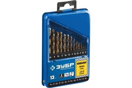 Набор сверл по металлу ЗУБР Кобальт 13 шт, 1.5-6.5 мм, сталь Р6М5К5 29626-H13