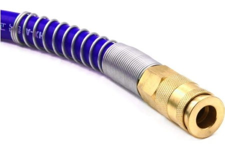 Шланг пневматический армированный (5 м, 8х14 мм, быстросъем Rapid M+F латунь, 10-16 бар, синий) HQ-mech HQ-AH10-514BLUE