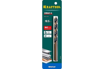 Сверло по металлу COBALT HSS-Co 8% сталь М42 (10.5х133 мм) Kraftool 29656-10.5