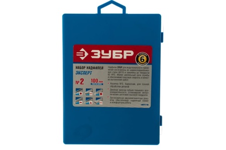 Набор надфилей, насечка 2 - бархатная, 100мм, 6шт Зубр ЭКСПЕРТ 16020-2-H6