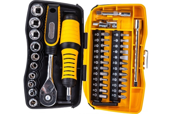 Биты и торцовые головки с трещоткой и воротком 39шт STAYER PROFI 25135-H39