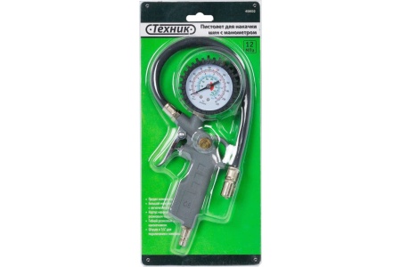 Пистолет для накачки шин Техник с манометром, 10 атм 10532