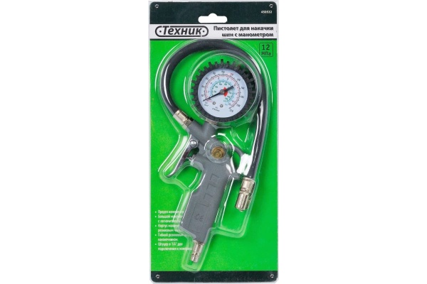 Пистолет для накачки шин Техник с манометром, 10 атм 10532