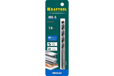Сверло по металлу HSS-G сталь М2 (7х109 мм) Kraftool 29651-7 Сверло по металлу HSS-G сталь М2 (7х109 мм) Kraftool 29651-7