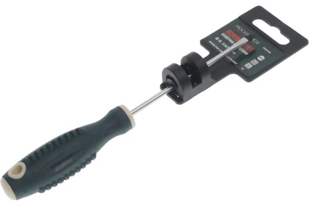 Шлицевая магнитная отвертка ROCKFORCE Profi S2 SL3.5х100мм на пластиковом держателе RF-70335100