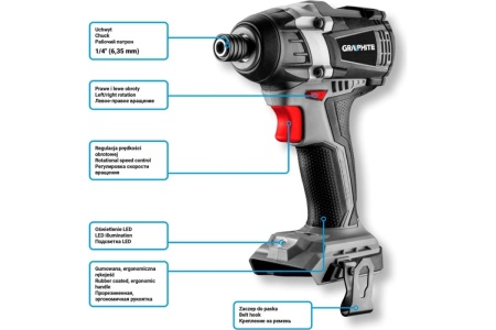 Бесщеточный ударный аккумуляторный винтоверт GRAPHITE Energy+ 58G024