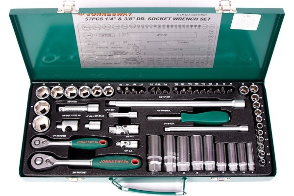 Набор торцевых головок 1/4" и 3/8"DR  57 предметов (ложемент) Jonnesway S04H3157ST (S04H3157SP)