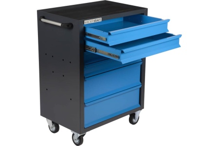 Инструментальная тележка WIEDERKRAFT 670x450x930 мм, 6 ящиков, 4x87мм, 2x179мм, серый/синий WDK-606GB