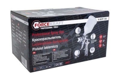 Краскораспылитель с верхним пластиковым бачком FORCEKRAFT FK--887P-14V 50326