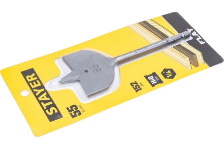 Сверло по дереву перовое STAYER Flat 55x152 мм 2950-55_z01 Сверло по дереву перовое STAYER Flat 55x152 мм 2950-55_z01