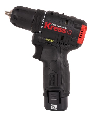 Дрель-шуруповерт аккумуляторная бесщеточная KRESS KUA24, 12В, 40Нм, 2.0Ач х2, ЗУ 1,5А, кейс.