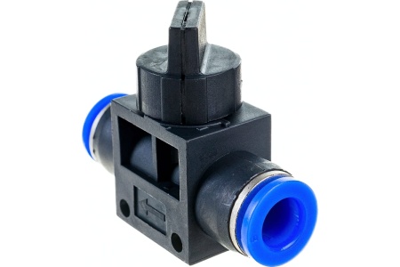 Прямой фитинг цанговый с краном 8 мм - 8 мм Pegas pneumatic 6005