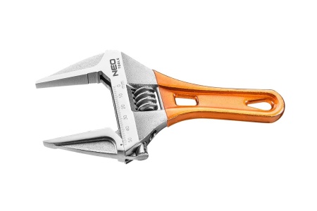 Разводной ключ короткий 185 мм, рабочий диапазон 0-53 мм NEO Tools 03-022