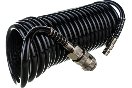 Шланг спиральный черный полиуретановый профи (5 м; 20 бар; 5х8 мм) Pegas pneumatic 4924