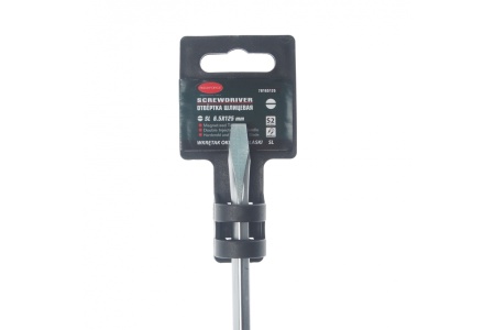 Шлицевая магнитная отвертка ROCKFORCE Profi S2 SL6.5х125мм на пластиковом держателе RF-70165125