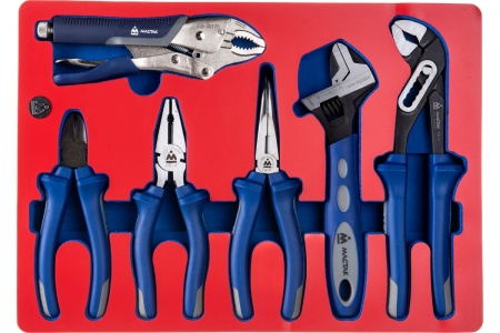 Набор пассатижей, плоскогубцев и бокорезов 6шт МАСТАК 5-3006