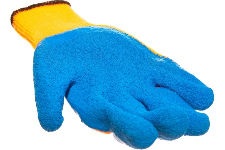 Утепленные, акриловые перчатки с рельефным латексным покрытием Зубр ЭКСПЕРТ 10 класс, сигнальный цвет, р.S-M 11465-S