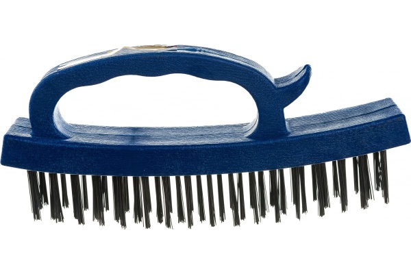 Металлическая ручная щетка ТУНДРА закаленная проволока, пластиковая с рукояткой, 4-рядная 3110017