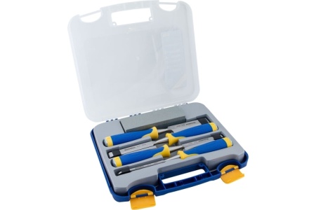 Набор стамесок МастерАлмаз в пластиковом кейсе, 8, 10, 18, 25 мм + точильный камень 10507108