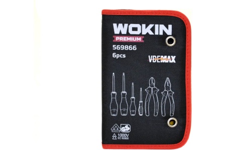 Набор диэлектрических инструментов в пенале Wokin отвертки sl/ph, тестер 3x70 мм, плоскогубцы, бокорезы, 6 предметов 1352893