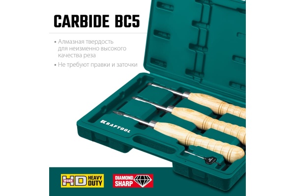 Набор ручных резцов по дереву KRAFTOOL Precision-3 3 шт 18369