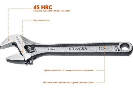 Разводной ключ Stayer MAX-Force, 200 / 25 мм, 2725-20_z01