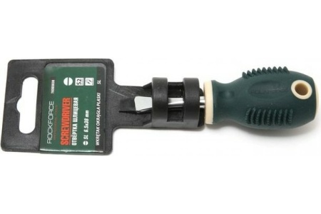 Шлицевая магнитная отвертка ROCKFORCE Profi S2 SL6.5х30мм на пластиковом держателе RF-70365030