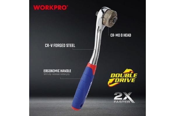 Трещоточный ключ WORKPRO 3/8, 2Х скорость WP271013