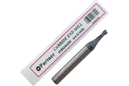 Фреза концевая твердосплавная универсальная до 45 НRC Серия 311 (3х8х50 мм; 2-х перая; AlTiN; хв-к 6 мм) Partner 311030