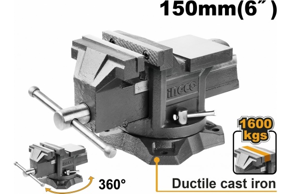Поворотные тиски с наковальней INGCO 150мм HBV086