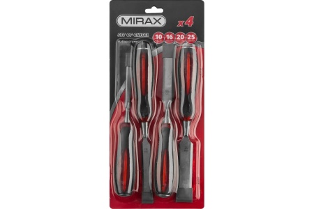 Набор стамесок с двухкомпонентной прозрачной рукояткой в блистере MIRAX 4шт 1810-H4