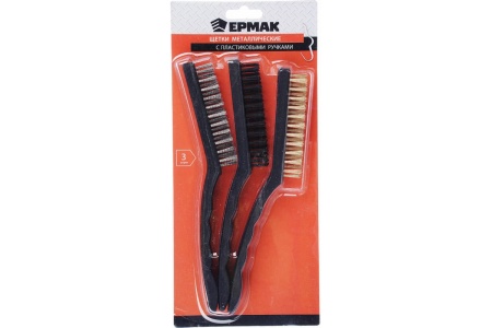Набор щеток ЕРМАК металл с пластиковыми ручками 656-068