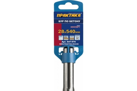 Бур КВАДРО по бетону (28х540 мм; SDS-MAX) ПРАКТИКА 647-970
