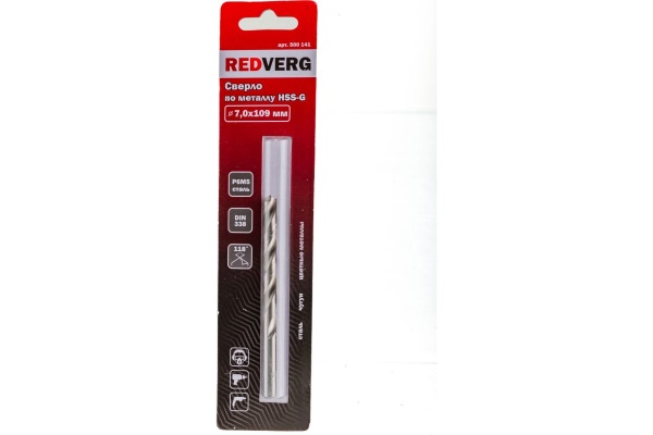 Сверло по металлу HSS-G (7х69х109 мм) REDVERG 6621050