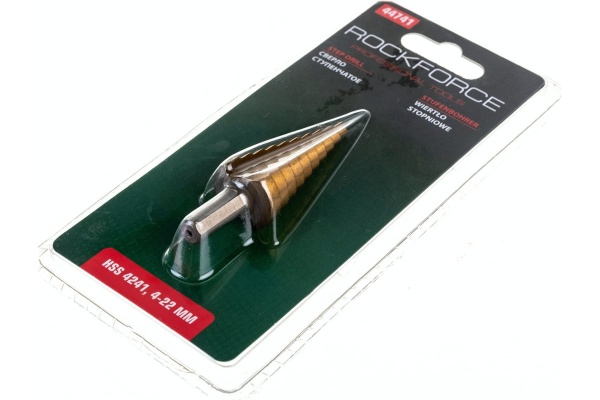 Ступенчатое сверло в блистере (4-22 мм, HSS 4241) Rockforce RF-44741