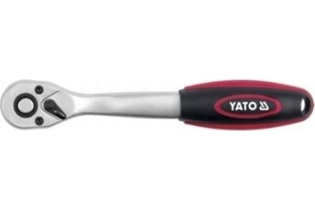 Трещотка YATO пластмассовая ручка, изогнутая, 72 зубца, 1/4", 145 мм YT-0316