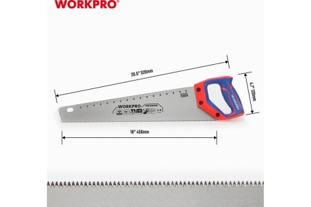 Ножовка по дереву WORKPRO 450 мм, SK5, 7TPI WP215006