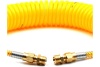 Шланг пневматический полиуретановый спиральный (7 м, 6.5х10 мм, наружная и внутренняя резьба M16x1.5 латунь, 10-16 бар, желтый) HQ-mech HQ-AH102-710YELLOWM16-BR