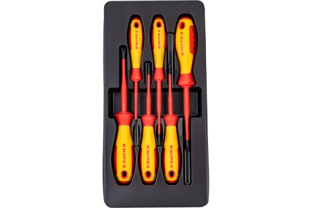 Набор отвёрток KNIPEX VDE, тонкие, 6 предметов, SL2.5/4, PlusMinus PH/S PZ/S 1/2 KN-002012V05