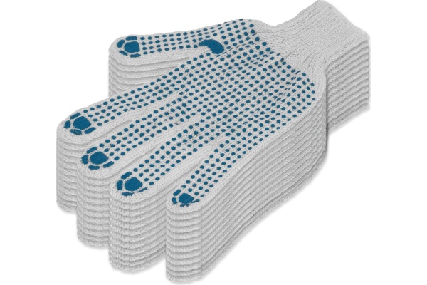 Перчатки Россия х/б, ПВХ точка, 6 пар в упаковке 67717