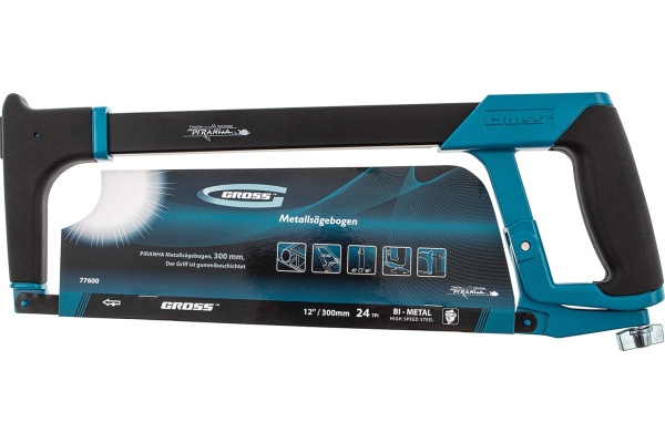 Ножовка по металлу GROSS PIRANHA 300 мм, обрезиненная рукоятка и захват 77600