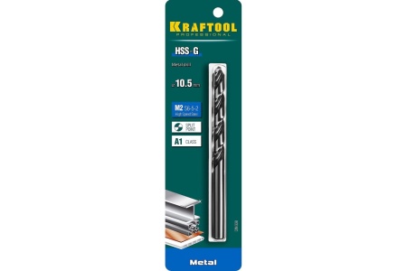 Сверло по металлу HSS-G сталь М2 (10.5х133 мм) Kraftool 29651-10.5 Сверло по металлу HSS-G сталь М2 (10.5х133 мм) Kraftool 29651-10.5