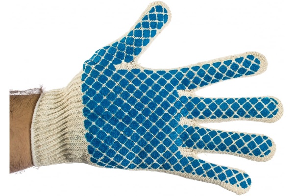 Трикотажные перчатки Россия ПВХ-покрытие Шахматный облив, 10 класс 67776