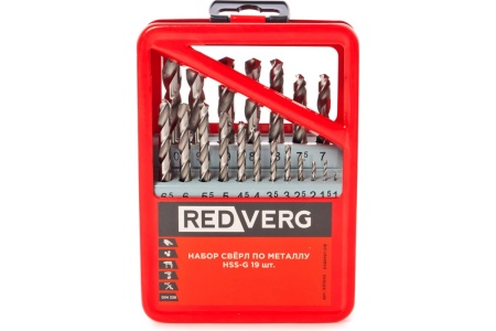 Набор сверл по металлу 19 шт HSS-G, 1-10 мм (501042) REDVERG 6680976