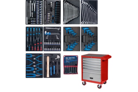 Набор инструментов в красной тележке (173 предмета) KING TONY 932-000MMR