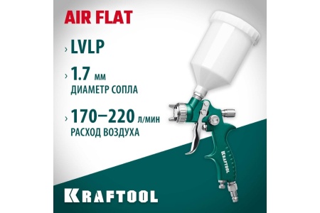 Пневматический краскопульт c верхним бачком KRAFTOOL AirFlat LVLP 06524-1.7